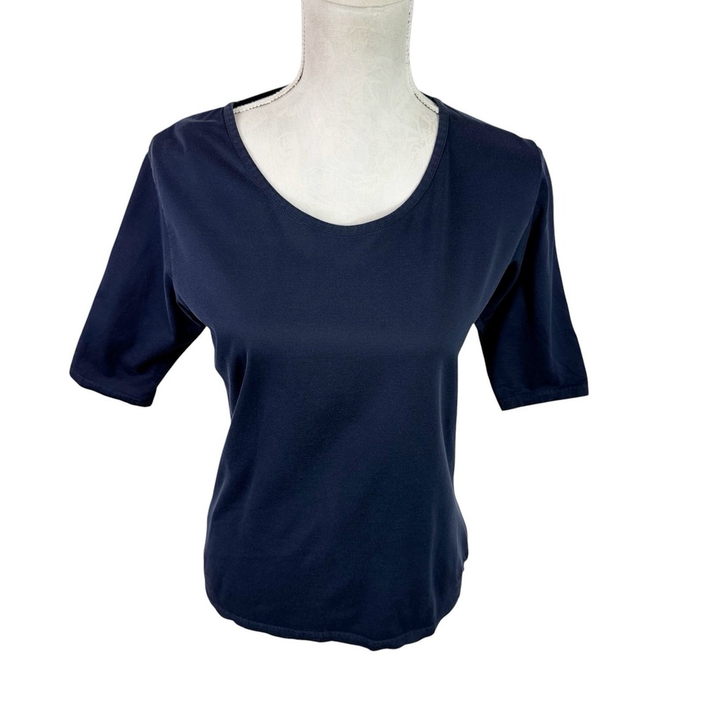 Dunhill London Women's L Runs Small Elbow sleeve Tee‎ T-Shirt Slim Navy
